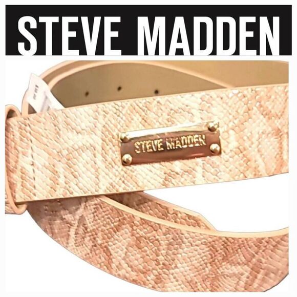 Steve Madden Pink/Gold Snake Skin Belt main image 4
